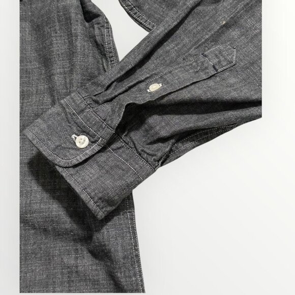 Levi’s Men’s Button Down Shirt XL Black Gray Chambray Long Sleeve Slim Fit Cotto - Picture 10 of 16